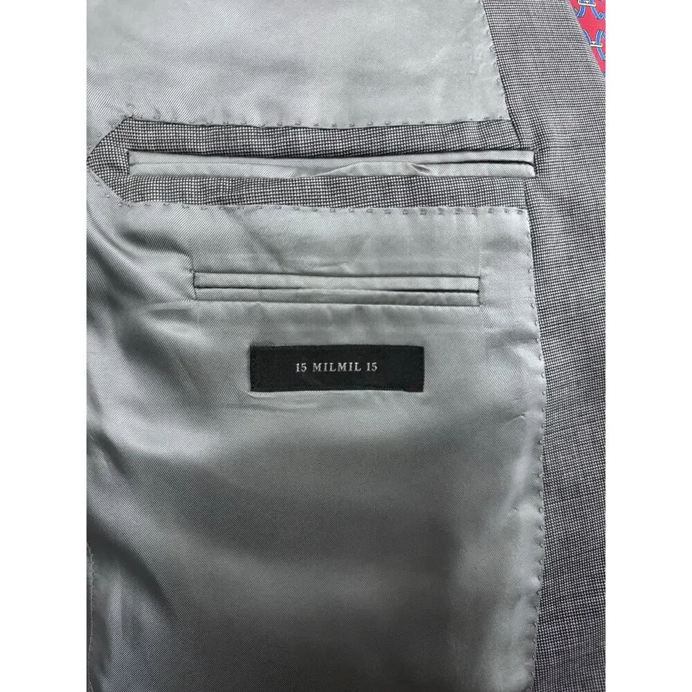 $4995 Zegna 15milmil15 Su Misura Gray Nailshead Blazer IT 56L Fits US 44L Roma